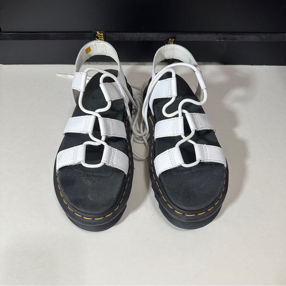 Dr. Martens Nartilla White Lace Up Platform Sandals